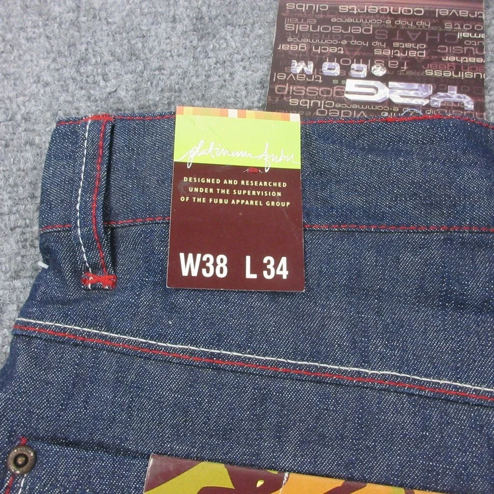 Vintage Platinum FUBU Jeans Mens 38x34 Relaxed Straight Fat Albert Denim Y2K‎